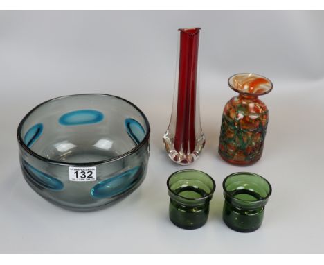 Collection of glass to include Whitefriars bowl &amp; candle stick