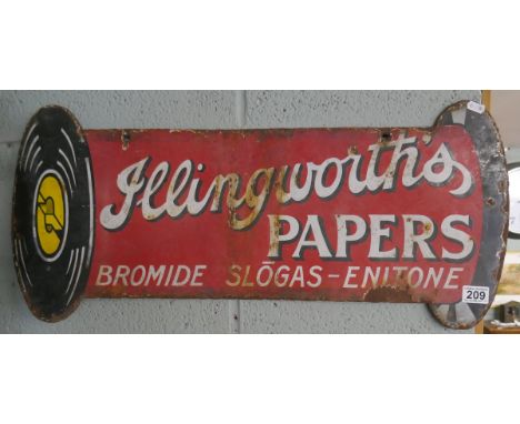 Double sided enamel sign - Illingworth Papersapprox size W 77cm H 34cm.