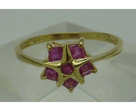 A 9ct gold and ruby cluster ring, weight 1.2g, size O