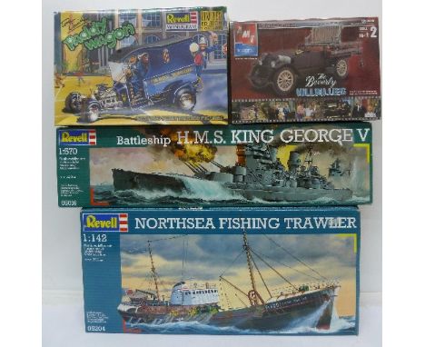 Four model kits including Revell and Ertl including The Beverly Hillbillies
