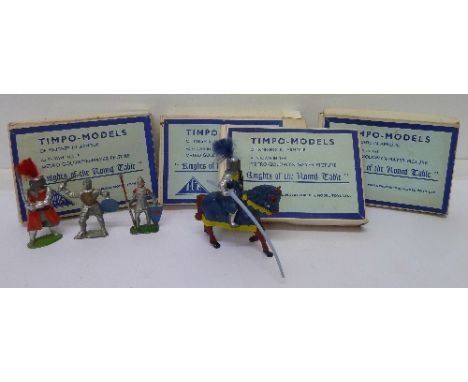 Six Timpo Models Knights of the Round Table, five boxed, and three other model knights