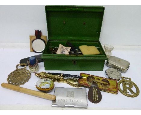 Assorted items including a door knocker, penknife, etc.