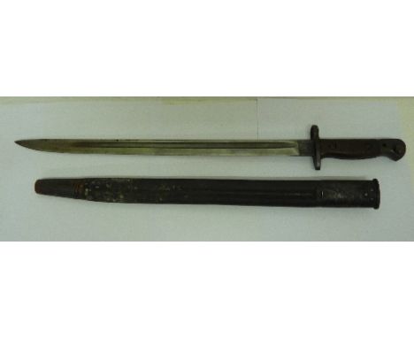 A bayonet with scabbard, the blade marked Wilkinson, 1907