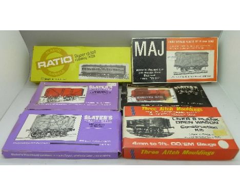 Six model rail wagon kits including Slater