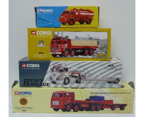 Four Corgi Classics model vehicles; 20201 Esso Bedford tanker, 24502 London Brick Company lorry, 24601 Leyland lorry and 1350