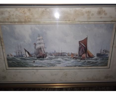 J. M – Early C20 British School  ‘Gravesend’ signed with title, watercolour 8” x 21”