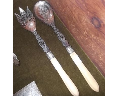 Mappin Brothers plated serving spoon & fork - pierced and engraved