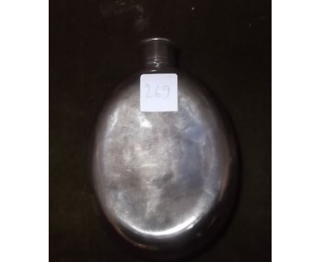 Oval silver hip flask - London - Victorian (127gr)