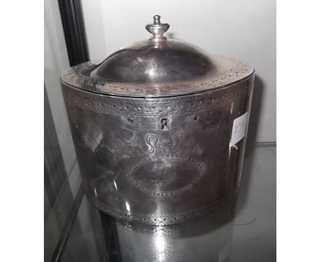 A silver oval drum tea caddy - london 1786 (333gr)