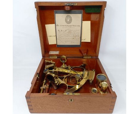 A sextant, engraved Wilfred O'Whites Nautical Instruments, Boston USA in an oak case