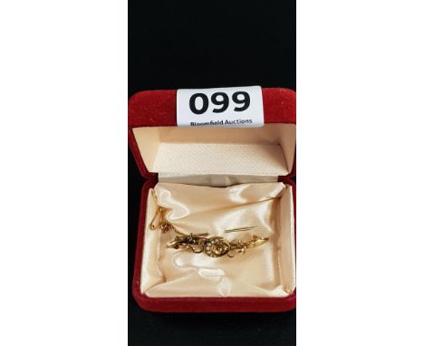 ANTIQUE 9CT GOLD  AND SEED PEARL BROOCH