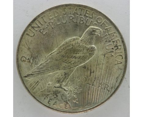 1923 silver Peace dollar, nUNC. UK P&amp;P Group 1 (£16+VAT for the first lot and £2+VAT for subsequent lots) 