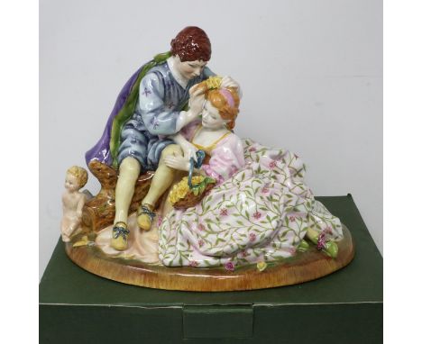 Peggy Davies ceramic figural group, Friendship, no cracks or chips, H: 18 cm. UK P&amp;P Group 2 (£20+VAT for the first lot a