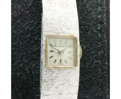 BEUCHE GIROD: 9ct white gold ladies bangle wristwatch, 31.8g. UK P&amp;P Group 1 (£16+VAT for the first lot and £2+VAT for su