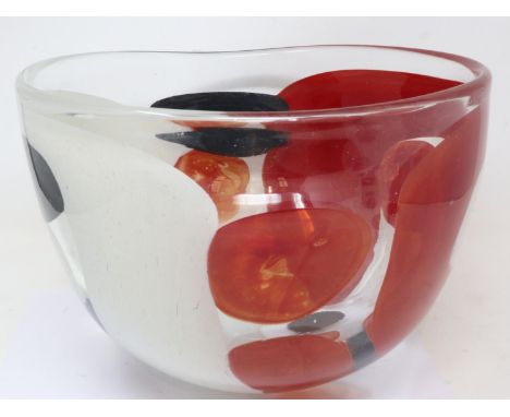 Ian Hankey large studio glass bowl, D: 29 cm. UK P&amp;P Group 3 (£30+VAT for the first lot and £8+VAT for subsequent lots) 