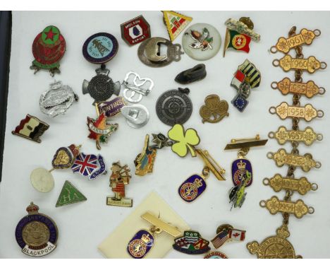 Collection of mixed enamel badges and cap badges including a Civil Defence Instructor cap badge. UK P&amp;P Group 1 (£16+VAT 