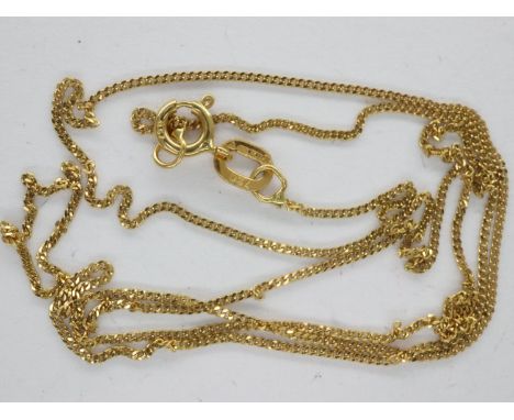 18ct gold fine link neck chain, L: 46 cm, 1.0g. UK P&amp;P Group 1 (£16+VAT for the first lot and £2+VAT for subsequent lots)