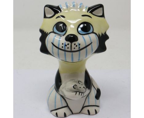 Lorna Bailey cat and mouse, no cracks or chips, H: 14 cm. UK P&amp;P Group 1 (£16+VAT for the first lot and £2+VAT for subseq