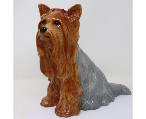 Beswick fireside Yorkshire terrier, H: 30 cm, no cracks or chips. UK P&amp;P Group 3 (£30+VAT for the first lot and £8+VAT fo