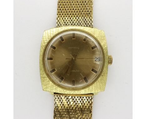 SANDOZ: gents wristwatch with date aperture on a gold plated mesh bracelet, working at lotting. UK P&amp;P Group 1 (£16+VAT f