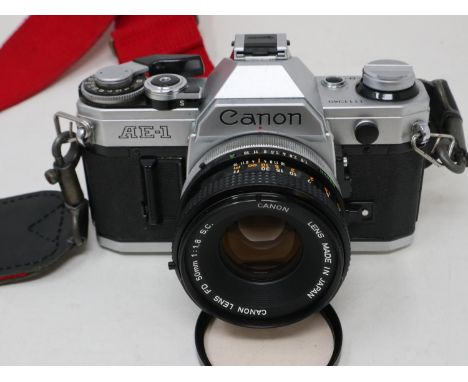 Canon AE-1 camera with Canon 50mm lens, untested. UK P&amp;P Group 2 (£20+VAT for the first lot and £4+VAT for subsequent lot