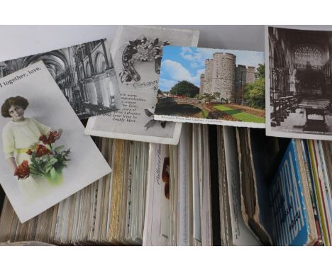 Collection of Victorian and later postcards and greetings cards, including photographic and embroidered examples. P&amp;P Gro