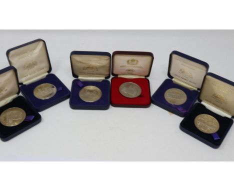 Five cased Tower Mint nickel silver medallions. UK P&amp;P Group 1 (£16+VAT for the first lot and £2+VAT for subsequent lots)