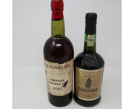 Bottle of A. A. Ferreira vintage character port, and a bottle of Sandeman port. UK P&amp;P Group 2 (£20+VAT for the first lot