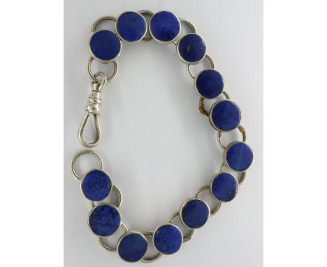 925 silver bracelet set with Lapis Lazuli panels, L: 18 cm, 15g. UK P&amp;P Group 0 (£6+VAT for the first lot and £1+VAT for 