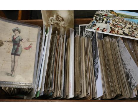 Collection of Victorian and later postcards and greetings cards, including photographic and embroidered examples. P&amp;P Gro