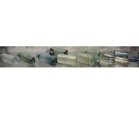 Twelve apothecary/chemist bottles, all from Liverpool dispensaries, including Alexander, Jeanes, Budden &amp; Co, Palmer, Tur