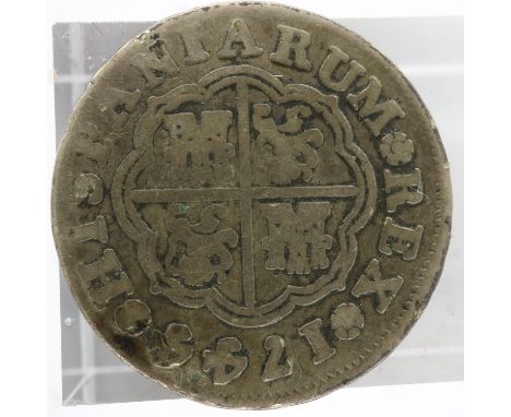 Spanish Segovia 1 Real silver 1744 coin. UK P&amp;P Group 1 (£16+VAT for the first lot and £2+VAT for subsequent lots) 