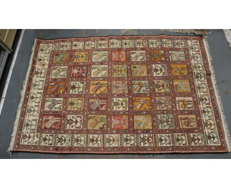 Red and cream ground Aztec style rug, 130 x 200 cm.Not available for in-house P&amp;P 