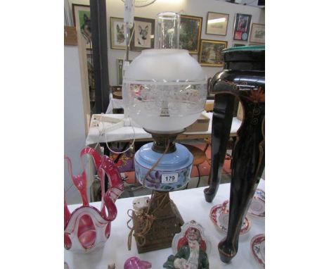 An oil lamp converted to electric.