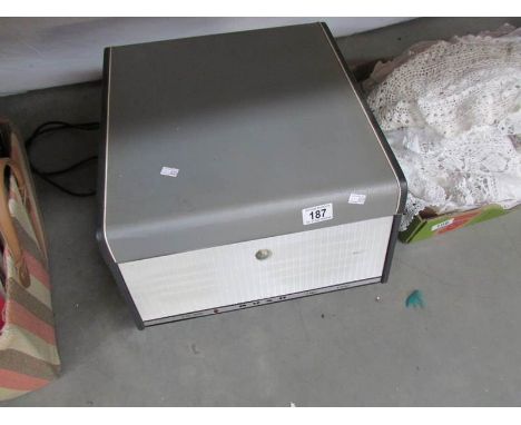 A vintage record player.
