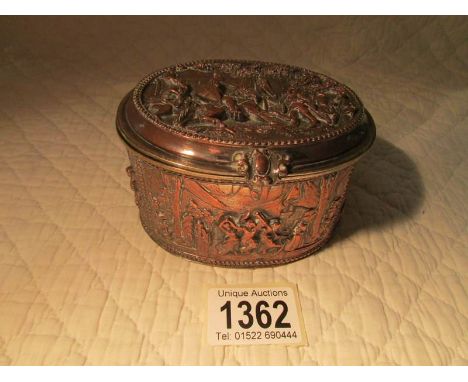 A 19th century embossed relief panel trinket box.