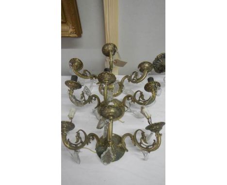 3 heavy brass 3 lamp wall lights.