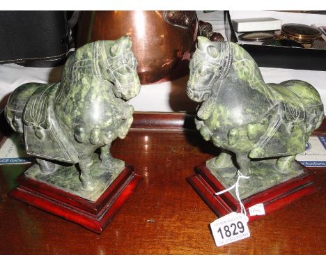 2 jade tang horses.