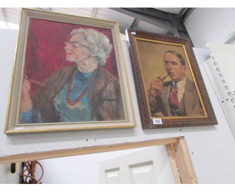 A portrait of a man and a portrait of a lady.