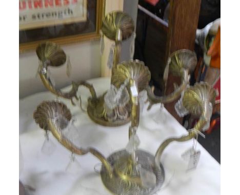 2 brass 3 lamp wall lights.