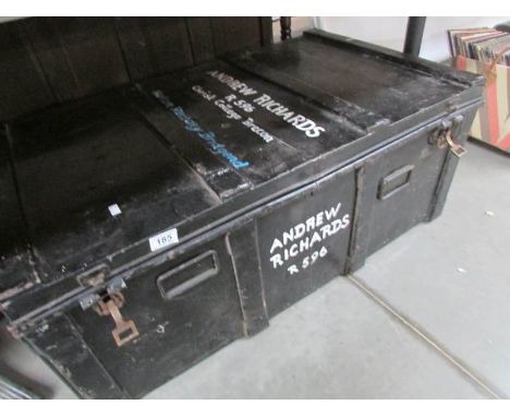 An old tin trunk.