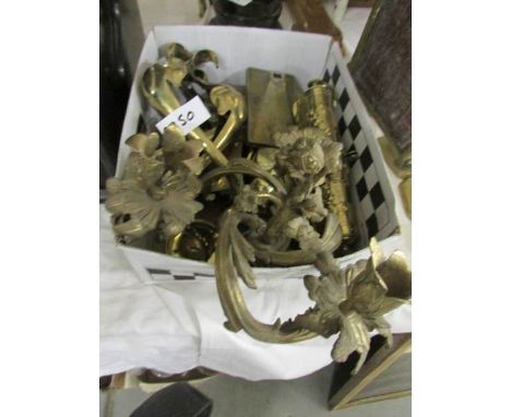 An interesting lot of brass lamp parts.