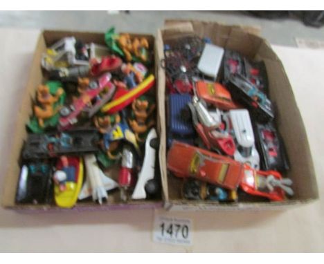 2 trays of Corgi Juniors TV related toys including Batman, Popeye etc, in excess of 30 cars.