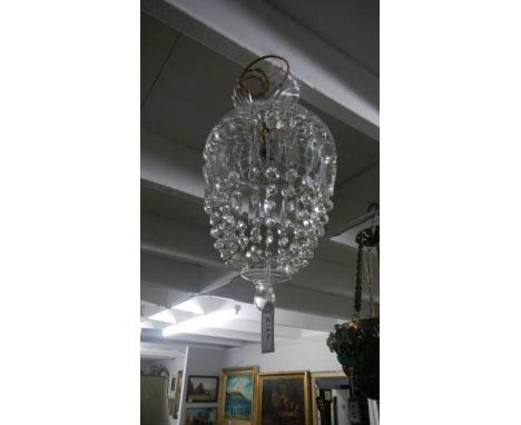 A glass 'basket' chandelier.