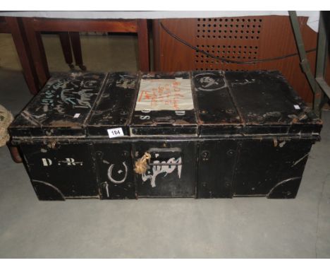 An old tin trunk.