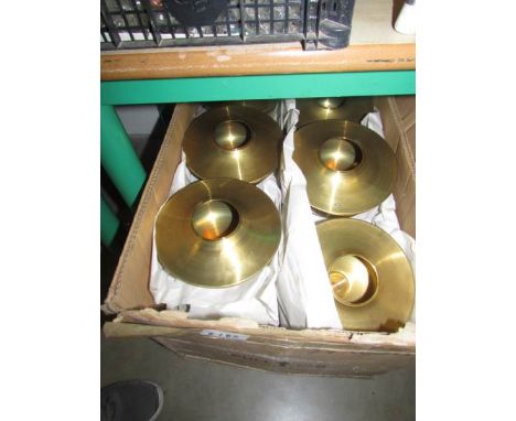 A large box of brass oil lamp fonts.