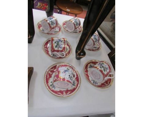 6 Spode cabinet series coffee cans and saucers.