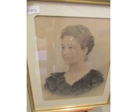 A framed and glazed portrait of a young lady, image 48 x 40 cm.