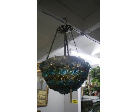 A multicoloured glass ceiling light,.