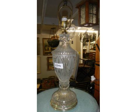 An old glass table lamp.